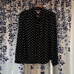 J. Crew Black and White Polka Dot Button Down Shirt